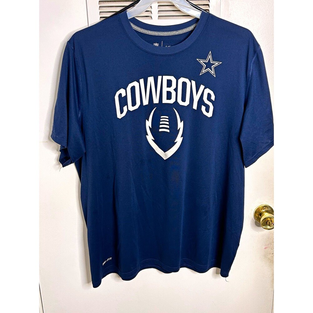 Nike Dallas Cowboys Dri-Fit Shirt Mens XXL Navy Blue Legend Icon Graphic Tees